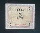 Italy 1943: 2 Lira - Occupazione Alleata Seconda Guerra Mondiale