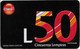 Honduras - Claro - Black 50 (Barcode Not In Box), GSM Refill 50H Lempira, Used - Honduras