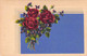 CPA - FLEURS - Bouquet De Roses Bordeaux Et Cadre Bleu - Fiori