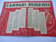 Petit Calendrier Publicitaire Ancien à 2 Volets / CAMPARI MEMOR1953                           OEN28 - Autres & Non Classés