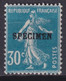 COURS D'INSTRUCTION "SPECIMEN" / SEMEUSE SURCHARGE - YVERT N° 192 * MLH - - Cours D'Instruction