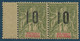 France Colonies Type Groupe Anjouan Paire BDfeuille N°30Aa** Variété 1 & 0 Espacés De 2 Mm Signé Calves - Unused Stamps