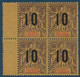 France Colonies Type Groupe Anjouan Bloc De 4 BDfeuille N°29Aa** Variété 1 & 0 Espacés De 2 Mm - Unused Stamps