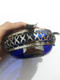 Vintage Elegant Glass Bohemian Cobalt Blue Cut Crystal Smoker Cigarette Ashtray - Verre