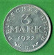 ALLEMAGNE / REPUBLIQUE DE WEIMAR / ANNIVERSAIRE DE LA CONSTITUTION / 3 MARK / 1922 J / ALU / ETAT SUP - 3 Mark & 3 Reichsmark