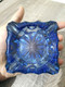 Vintage Elegant Glass Cobalt Blue Cut Crystal Smoker Cigarette Ashtray - Vidrio