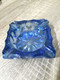 Vintage Elegant Glass Cobalt Blue Cut Crystal Smoker Cigarette Ashtray - Glas