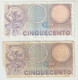 75-Banconota Italia Repubblica L.500 Mercurio Splendida + 1 Con Angolo Rotto In Omaggio - Sonstige & Ohne Zuordnung