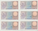 77-Banconota Italia Repubblica L.500 Mercurio F.D.S. -6 Esemplari - Sonstige & Ohne Zuordnung