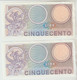 78-Banconota Italia Repubblica L.500 Mercurio Q.F.D.S. -2 Esemplari - Altri & Non Classificati