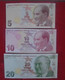 TURKEY, P 222a 223a 224a, 5 + 10 + 20 Lira , 2009, UNC Neuf , 3 Notes - Turkey