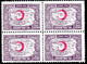 1017.TURKEY,1943-6 50K RED CRESCENT,MAP.MICH.49III,Y.T.100A PERF. 10 X 11 3/4 MNH BLOCK ,CREASE AT LOWER RIGHT CORNER - Nuovi