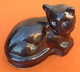 Années 1950 " Le Chat  "  Sculpture Terre Cuite émail Irisé Longueur : 140mm - Andere & Zonder Classificatie