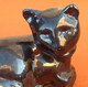 Années 1950 " Le Chat  "  Sculpture Terre Cuite émail Irisé Longueur : 140mm - Other & Unclassified