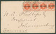 1895 (7 Apr) Envelope To Johannesburg, Bearing 1888 ½d Strip Of Four Tied By Legible 'NQUTU/ZULULAND' Double-ring D/stam - Non Classés