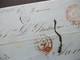 Spanien 1851 Faltbrief Mit Inhalt / Auslandsbrief Barcelona - Paris Francia Roter Stempel Barcelona Cataluna - Covers & Documents