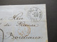 AD Thurn Und Taxis Stempel Frankfurt A.M.1860 Auslandsverwendung Nach Bordeaux Frankreich Roter K2 Tour-T. Forbach AMB - Cartas & Documentos