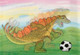 CARTE STEREOSCOPIQUE /Lenticulaire/ 3D /  RC 826  DINO FOOTBALL - Cartes Stéréoscopiques