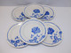 Delcampe - *6 ASSIETTES PLATES MOULIN DES LOUPS HAMAGE Mod. RIGOBERT ROSES FLEURS BLEUES   E - Orchies/Moulin Des Loups (FRA)