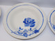 *6 ASSIETTES DEMI CREUSES MOULIN DES LOUPS HAMAGE Mod. RIGOBERT ROSES BLEUES  E - Orchies/Moulin Des Loups (FRA)