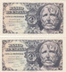 CRBS0405 PAREJA CORRELATIVA BILLETES ESPAÑA 5 PESETA1947 SERIE B SIN CIRCULAR 75 - 5 Pesetas