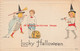 344539-Halloween, Nash No 8A-1, Two Girls Dressed As Witches Approaching Boy With JOL - Halloween