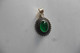 Neuf - Pendentif Ovale En Argent 925 Ciselé Serti D'une Pierre En Cabochon En Onyx Vert - Colgantes