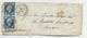 FRANCE  N° 14X2 LETTRE COVER PC BOULOGNE S MER 27 MARS 1862 TO LONDRES LONDON B/TB - 1849-1876: Période Classique