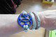 Bracelet / Collier De Créateur Cordon En Cuir De Serpent écru Et Pièce En Laque Bleue Du Vietnam Fermoir Aimanté - Bracelets