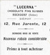 Carte Publicitaire " LUCERNA" Chocolats Fins SUISSE HOCHDORF (Suisse) Dépôt 12, Rue Jarente, 12 - Hochdorf