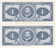 PAREJA CORRELATIVA DE NICARAGUA DE 1 CORDOBA DEL AÑO 1962 EN CALIDAD EBC (XF) (BANK NOTE) - Nicaragua