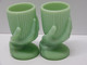 Delcampe - * 2 SUPERBES COQUETIERS PORTES PIQUES Ou Autre OPALINE VERTE PORTIEUX ?  E - Egg Cups