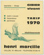 Gibier Vivant - Faisans Perdrix - Henri Marcille - Meulan - Tarif 1970 - Agriculture