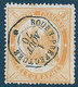 France Télégraphe N°7a Orange Clair Oblitéré Cachet Bleu Rouen Préfecture. Cote 22€ - Telegrafi E Telefoni