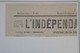 BC8 FRANCE SUR   DEMI JOURNAL L INDEPENDANT  DU TARN  25 DEC. 1869  JOUR DE NOEL  +AFFRANC.INTERESSANT - Kranten