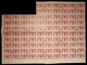 1956 VIETNAM 100d SHEET OF 92 Cat. €736 Mi.64, 40th ANNIVERSARY OCTOBER REVOLUTION. CANCELLED TO ORDER. RARE - Vietnam