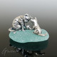 Ancienne Figurine Miniature Chat Chaton Argent Sterling Massif 925 Sujet Vitrine - Animaux