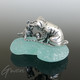 Delcampe - Ancienne Figurine Miniature Chat Chaton Argent Sterling Massif 925 Sujet Vitrine - Dieren
