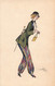 CPA Illustrateur Naillod - Mode - Femme Avec Un Pantalon Rayé Multicolore - Naillod