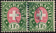 Schweiz Telegraphenmarke Zu#17 Paar Mit Blauem Telegraphenstempel ( Lausanne) - Telegraph