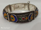 VINTAGE BRACELET BERBERE KABYLE EN ARGANT PUR EMAIL BLEU/VIOLET JAUNE VERT CORAIL - Pulseras