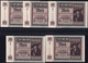 5x 5.000 Mark 2.12.1922 - FZ EO - Wz. Mäander - Laufende KN - Reichsbank (DEU-91b) - 5.000 Mark