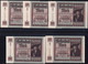 5x 5.000 Mark 2.12.1922 - FZ EO - Wz. Mäander - Laufende KN - Reichsbank (DEU-91b) - 5000 Mark