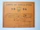 2022 - 3739  CARTE DE CIRCULATION  1954  (Luc PICART  Membre De L'Institut)   XXX - Non Classés