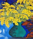 Tableau Huile Sur Toile   Nature Morte   " Bouquet De Mimosa "   Signé TAF - Huiles