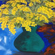 Tableau Huile Sur Toile   Nature Morte   " Bouquet De Mimosa "   Signé TAF - Huiles