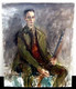 Tableau   Peinture Sur Panneau Carton Entoilé  Portrait " Homme Chasseur "  (550x460)mm - Huiles