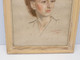 *CADRE PORTRAIT CRAYON PASTEL JEHANNE FLEURY JEUNE Signé Daté 1947 Sous Verre    E - Pasteles