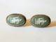 WEDGWOOD And Silver Vintage Green Diana And Stag Screw Clip Earrings - Wedgwood