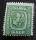 ISLAND ISLANDE 1907, Frederik VIII / Christian IX, Yvert 50 , 5 A Vert Neuf ** MNH TB Cote 175 Euros - Neufs